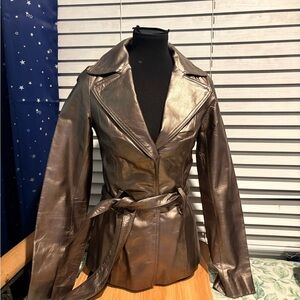 Heart Moon Star Shimmering Bronze Leather Jacket